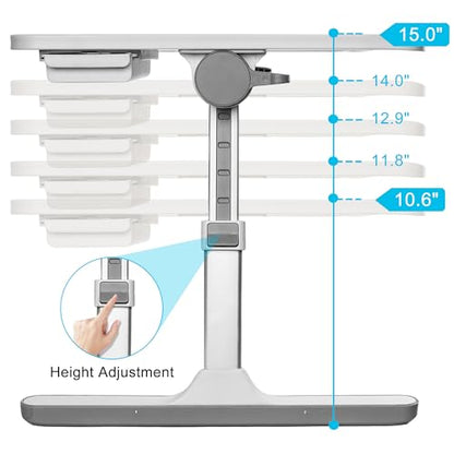 PRODUCTO 269 Mesa con bandeja para cama, soporte ajustable para computadora portátil para cama con USB/luz/ventilador/cajón, mesa de escritorio portátil para cama/sofá/lectura/escritura, bandejas de cama para comer y computadoras portátiles