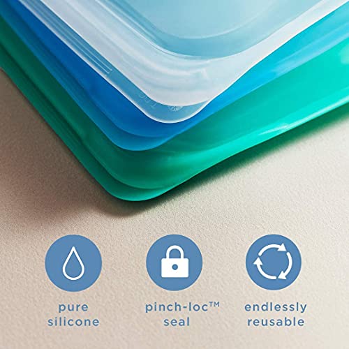 Stasher Bolsa de almacenamiento de silicona reutilizable, contenedor de almacenamiento de alimentos, apto para microondas y lavavajillas, sin fugas, 1/2 galón, azul