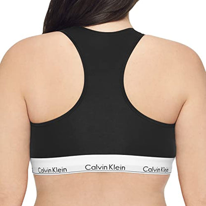 Calvin Klein Bralette sin aros y sin relleno de poliéster y elastano para mujer (29639810003_Negro_Medio)