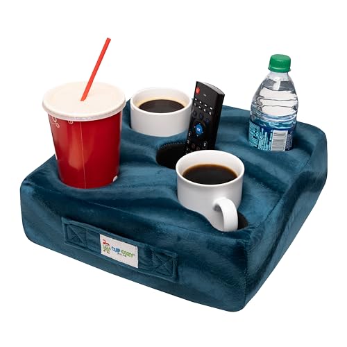 Almohada Cup Cozy Deluxe (verde azulado) *Como se ve en la televisión* - ¡El mejor portavasos del mundo! Mantenga sus bebidas cerca y evite derrames. Úselo en cualquier lugar: sofá, piso, cama, cueva, automóvil, vehículo recreativo, parque, playa y más.