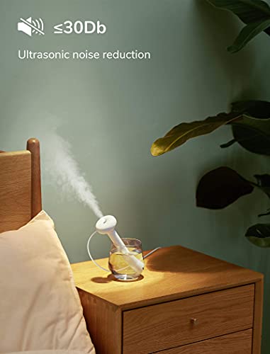 JISULIFE Mini humidificador portátil, pequeños humidificadores personales USB con ultra silencioso, diversidad de contenedores, apagado automático, pequeño humidificador de viaje fácil de usar para plantas, coche, oficina, hotel - blanco