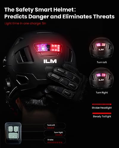 ILM Smart Bike Helmet Brake Warning LED Light Control NTA8776 CE CPSC Triple Certification Adult Electric Bicycle Casco Men Women Matte Black XX-Large