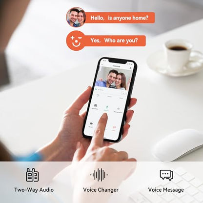 PRODUCTO 124 Aubor Video Timbre Cámara Inalámbrica con Timbre, HD Live View, Visión Nocturna, Detección de Movimiento AI, Audio Bidireccional, Cambiador de Voz, WiFi 2.4G, Funciona con Batería, Funciona con Alexa y Google Assistant,Gris