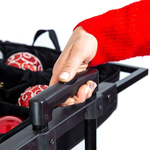 Caja telescópica de almacenamiento de adornos navideños con divisores] - Guardián de adornos de lujo (capacidad para 120 adornos de hasta 4 pulgadas de alto por casi cualquier ancho y largo) | 5 bandejas extraíbles con separadores móviles