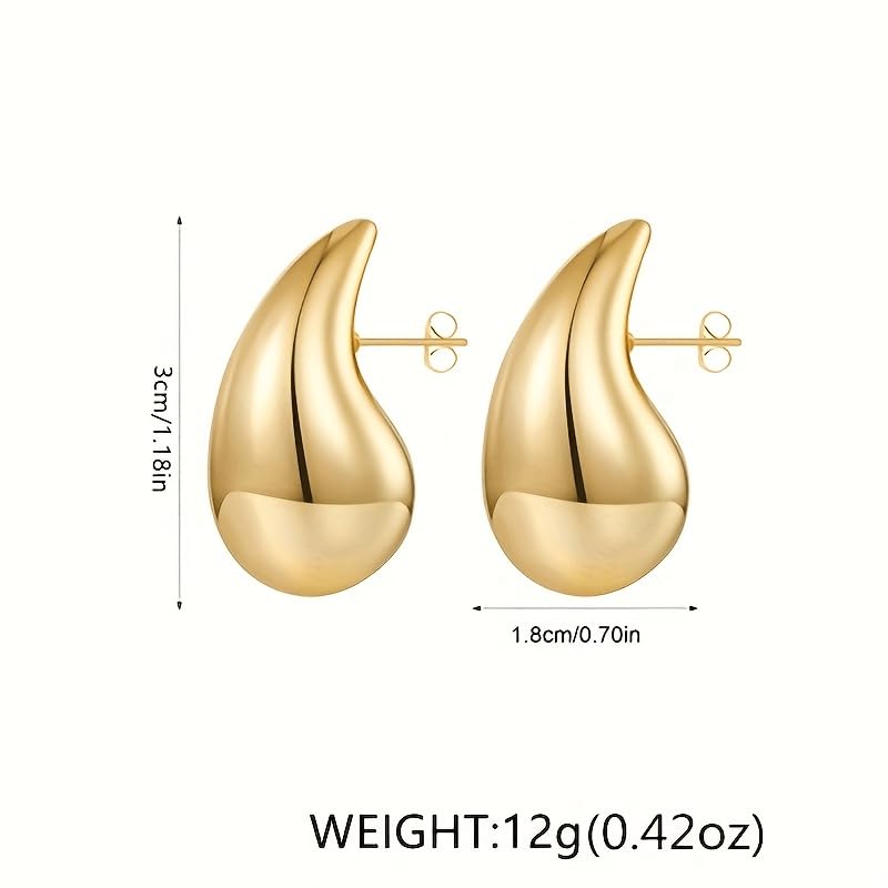 Bottega Earring Dupes 2 pendientes de aro de oro grueso para mujer, ligeros y cómodos, perfectos para fiestas y regalos (oro y plata)