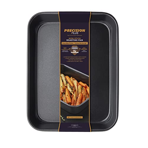 PRODUCTO 535 Tower T943000HG1 Precision Plus Bandeja para asar grande, acero aluminizado con revestimiento antiadherente, negro