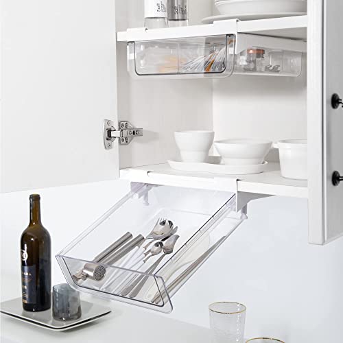 PRODUCTO 460 vacane Cajón debajo del estante extraíble debajo del gabinete Especiero, organizador de almacenamiento de armario fácil de instalar, organizador de almacenamiento de plástico duradero para despensa de cocina, accesorios de gabinete