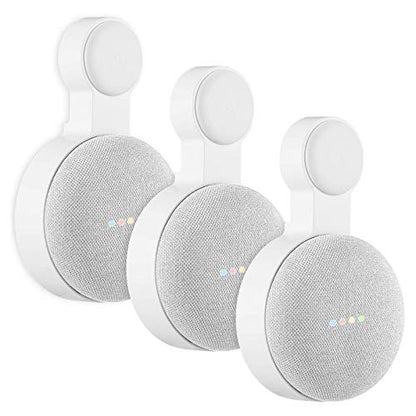 Caremoo Google Home Mini Soporte de pared para montaje en pared, diseño que ahorra espacio, soporte de salida de CA, gestión perfecta de cables para Google Home Mini Voice Assistant (blanco, paquete de 3)