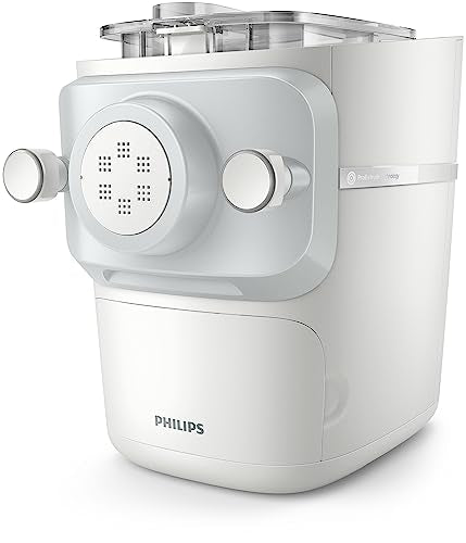 Philips Máquina para hacer pasta Serie 7000, Tecnología ProExtrude 150W, 8 discos, Hasta 8 porciones, Aplicación NutriU, Blanco, (HR2660/03)