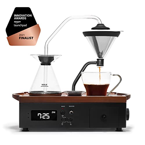 Barisieur Coffee Alarm Clock Cafetera - 2 onzas, Nogal Negro