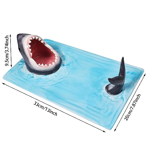 PRODUCTO 114 Plato de sushi Djungelskog Shark - Cerámica pintada a mano - Sin plomo - Materiales aptos para alimentos - Seguro y resistente - Apto para microondas/horno/congelador/lavavajillas - ¡Regalo ideal para los entusiastas del sushi!