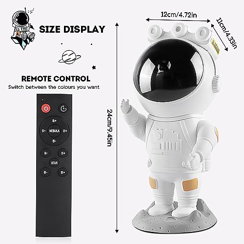 Astronaut Star Space Proyector Galaxy Night Light - Lámpara de proyección de techo de nebulosa estrellada con temporizador, control remoto y ajustable 360°, estética de decoración de dormitorio, regalos para niños y adultos