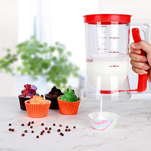 BBSTARZ Separador de masa Cupcakes Panqueques Pastel de galletas Waffles Dispensador de masa Separador de galletas Masa Crema Speratator Taza Herramientas medidoras para hornear (Rojo)