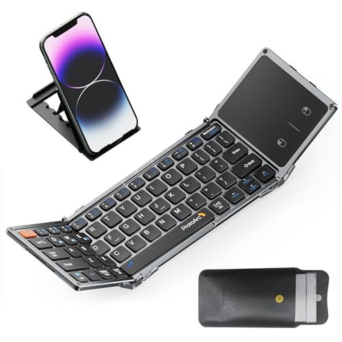 ProtoArc Teclado Bluetooth plegable con panel táctil, teclado inalámbrico plegable XK02 para viajes, teclado portátil compacto de bolsillo para iPad, iPhone, tableta, portátil, Windows, iOS, Android