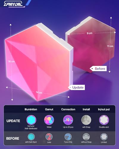 PRODUCTO 167  Luces de pared hexagonales LED inteligentes, paneles de luz, Wi-Fi RGB-IC decoración del hogar luces creativas con sincronización de música, funciona con Alexa Google Assistant para salas de juegos, sala de estar, dormitorio, paquete de 10,