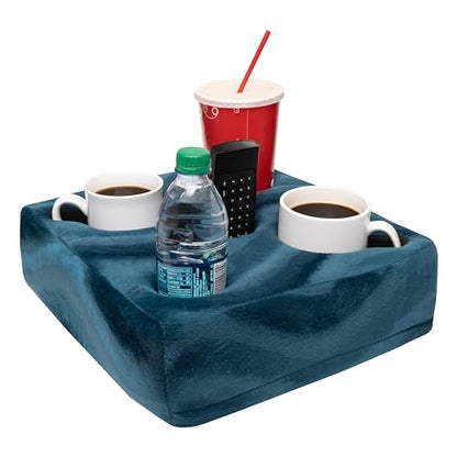 Almohada Cup Cozy Deluxe (verde azulado) *Como se ve en la televisión* - ¡El mejor portavasos del mundo! Mantenga sus bebidas cerca y evite derrames. Úselo en cualquier lugar: sofá, piso, cama, cueva, automóvil, vehículo recreativo, parque, playa y más.