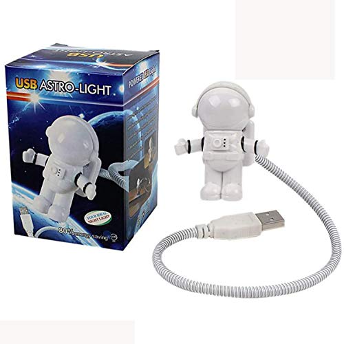 PRODUCTO 121 2 PCS USB LED Luz de Lectura, Astronauta Creativo Astronauta LED Luz USB Flexible para Computadora Portátil Mini Luz Nocturna Luz de Teclado Diseño de Puerto de Carga USB Manguera Flexible