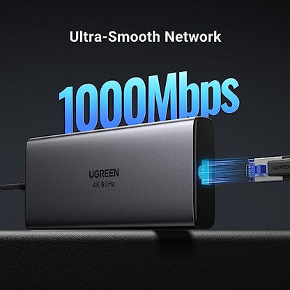 PRODUCTO 174 UGREEN Revodok Pro 109 USB C Hub 9 en 1 10Gbps USB C 3.2 y USBA 3.2 4K 60Hz HDMI, suministro de energía de 100W, lector de tarjetas SD/TF Gigabit Ethernet para MacBook Pro/Air, iPhone 15 Pro/Pro Max, Thinkpad y más.