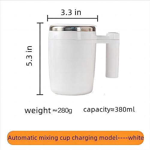 Taza de café con agitación automática, KittBaby, taza mezcladora magnética automática de acero inoxidable recargable para café, té, leche, cacao, taza mezcladora eléctrica blanca de 13 oz, el mejor regalo