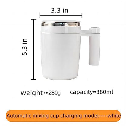 Taza de café con agitación automática, KittBaby, taza mezcladora magnética automática de acero inoxidable recargable para café, té, leche, cacao, taza mezcladora eléctrica blanca de 13 oz, el mejor regalo