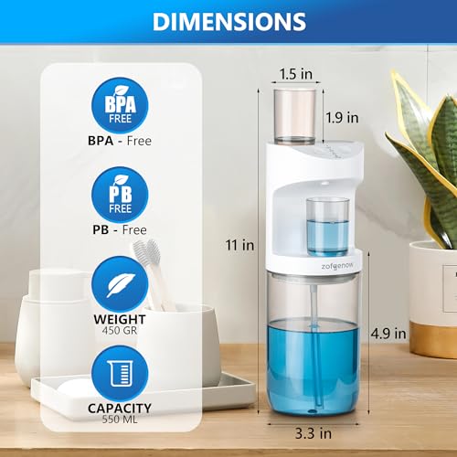 PRODUCTO 480 ZOFGENOW Dispensador automático de enjuague bucal para baño, accesorios de baño, dispensadores de 19,4 FlOz, niveles de dispensación ajustables, dispensador montado en la pared, adecuado para todos los grupos de edad, blanco nieve