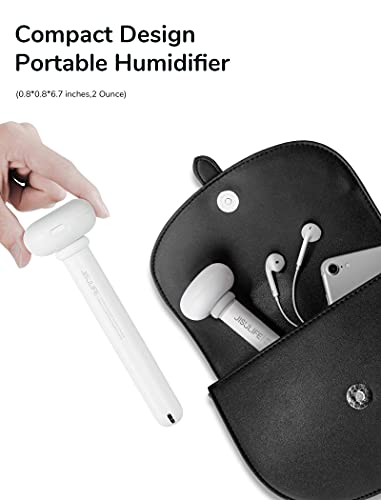 JISULIFE Mini humidificador portátil, pequeños humidificadores personales USB con ultra silencioso, diversidad de contenedores, apagado automático, pequeño humidificador de viaje fácil de usar para plantas, coche, oficina, hotel - blanco