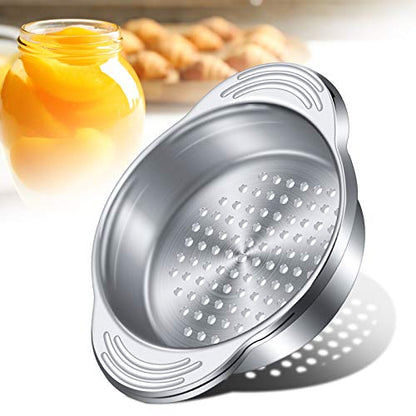 Colador de latas de atún Colador de latas de alimentos de acero inoxidable Tamiz Tapa de prensa de atún de metal Colador de conservas Escurridor de aceite Filtro de latas de atún para frijoles y verduras (2 piezas)