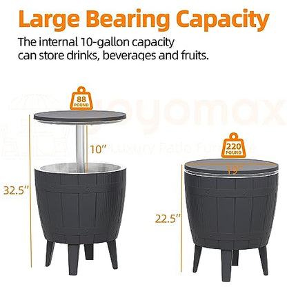 yoyomax 10 Gal. Black Outdoor Bar Cooler Table, 10 Gallons