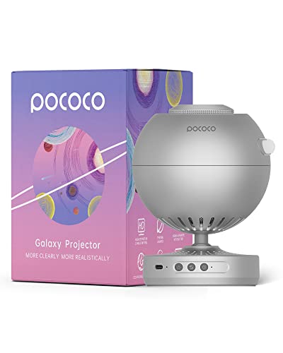 POCOCO Proyector Galaxy Star para dormitorio con discos de película óptica reemplazables, proyector de luz nocturna planetario para el hogar con luz suave de alta definición para relajarse, estudiar y meditar, regalos para aliviar el estrés