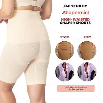 SHAPERMINT Pantalones cortos moldeadores de cintura alta - Fajas para mujer Control de barriga Talla pequeña a grande Negro XXXL