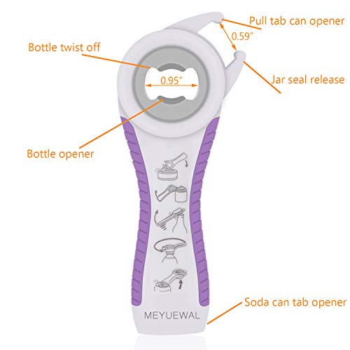 Abridor de tarros, kit de abridor de botellas multifunción 5 en 1 con mango de silicona, fácil de usar para niños, ancianos y personas con artritis (azul)