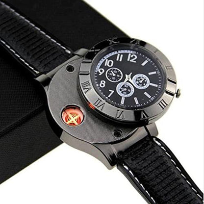 PRODUCTO 160 Findtime Hombres USB Recargable Cigarrillo Encendedor Reloj Novedad Encendedores Frescos A Prueba de Viento Sin Llama Relojes de Pulsera de Diseñador Únicos