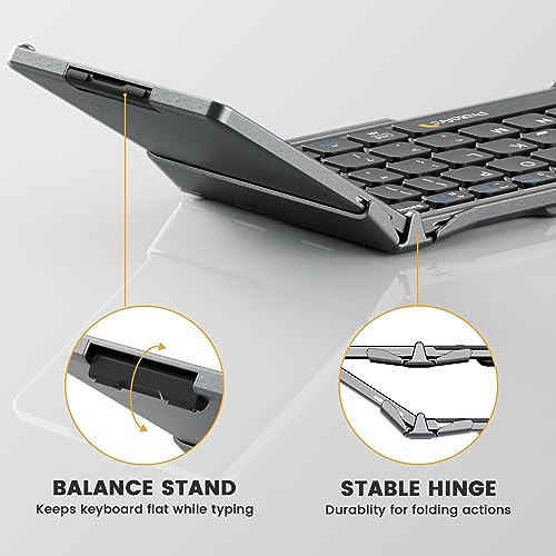 ProtoArc Teclado Bluetooth plegable con panel táctil, teclado inalámbrico plegable XK02 para viajes, teclado portátil compacto de bolsillo para iPad, iPhone, tableta, portátil, Windows, iOS, Android