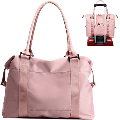 JSAHAH Bolsos de viaje para mujer Bolso de avión con funda para carrito Bolso de mano Rosa