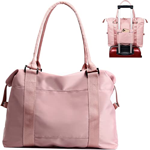 JSAHAH Bolsos de viaje para mujer Bolso de avión con funda para carrito Bolso de mano Rosa