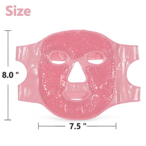 Juego de máscaras de gel con rodillo de hielo para la cara, máscaras para ojos reutilizables en frío, paquete de masaje con cuentas, herramientas de viaje para el cuidado de la piel, para ojeras, alivio de la hinchazón, dolor de cabeza, migrañas