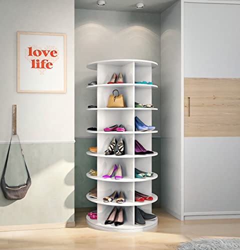 ESPAÑOL Weinstein Storage Zapatero giratorio 360° original, Zapatero giratorio, Lazy Susan, Reloving, Zapatero giratorio en torre,Original 7 niveles con capacidad para más de 35 pares de zapatos