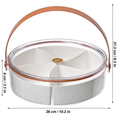 PRODUCTO 398 amokk Bandeja dividida para servir con tapa y asa Caja para refrigerios Contenedor de embutidos Platos portátiles para refrigerios para dulces, frutas, nueces, refrigerios, para fiestas, entretenimiento, picnic (transparente)