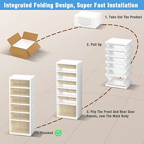 PRODUCTO 442 AOHMPT Caja de zapatos Caja de almacenamiento plegable Gabinete de almacenamiento de zapatos apilable de plástico transparente sin instalación Organizador de zapatos Caja contenedora de zapatos con tapas Zapatero de gran tamaño (9 capas)