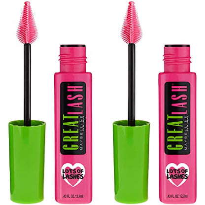 Maybelline New York Great Lash Lots Of Lashes Washable Mascara, Blackest Black, 0.86 fl oz, 2 Count