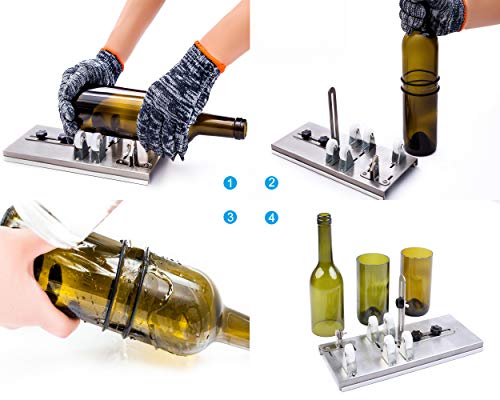 PROCUCTO 52 Cortador de botellas de vidrio, kit de herramientas de corte de botellas mejorado, máquina de bricolaje para cortar vino, cerveza, licor, whisky, alcohol, champán, cortador de botellas para botellas redondas de Camdios