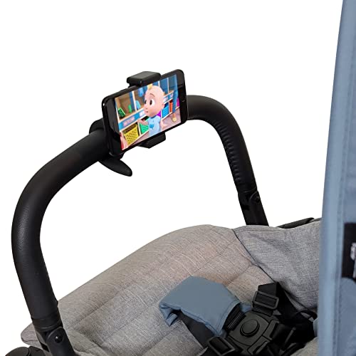 liuliuby Accesorio para soporte de teléfono para cochecito - Accesorios universales para cochecito para padres, bebés y niños pequeños - Abrazadera para teléfono con agarre de brazo de silicona antideslizante para barra del vientre, barras de mano, marcos