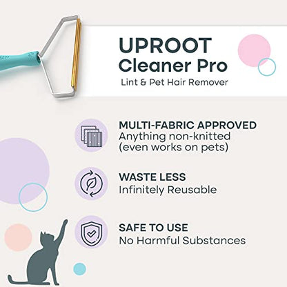 Uproot Cleaner Pro Pet Hair Remover - Special Dog Hair Remover Multi Fabric Edge and Carpet Scraper by Uproot Clean - Cat Hair Remover for Couch, Pet Towers & Rugs - Gets Every Hair!