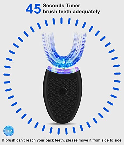 PRODUCTO 25 Cepillo de dientes eléctrico ultrasónico para adultos, cepillo de dientes automático en forma de U, boca entera, limpieza de 360°, blanqueamiento dental, manos libres, recargable, IPX7, resistente al agua