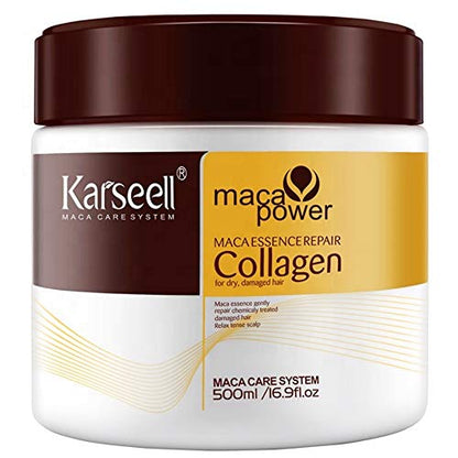 Karseell Collagen Hair Treatment Deep Repair Conditioning Argan Oil Collagen Hair Mask Essence for Dry Damaged Hair All Hair Types 16.90 oz 500ml