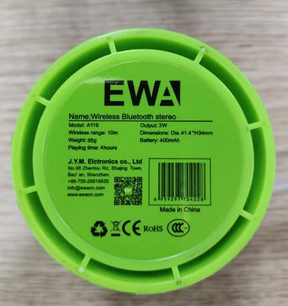 PRODUCTO 320 EWA A119 Mini altavoz Bluetooth con cordón, altavoz pequeño con radiador de graves, IPX7 resistente al agua, pequeño pero potente, altavoz portátil inalámbrico de metal súper lindo para el hogar, la oficina, los viajes y el aire libre (verde)