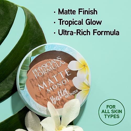 Physicians Formula Matte Monoi Butter Bronzer Matte Bronzer Powder Face Makeup, Dermatologist Tested, Light Bronzer