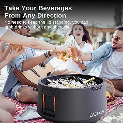 East Oak Cooler, 45 QT grande portátil a prueba de fugas al aire libre duro 44 latas con drenaje y asa, caja de hielo de alta capacidad con tapa extraíble, refrigerador rotomoldeado aislado para camping, playa