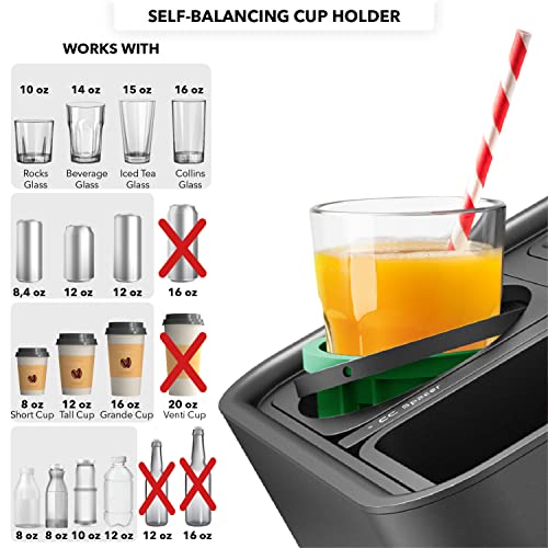 CouchConsole Bandeja original - Sofá Caddy para bebidas y refrigerios con reposabrazos, mesa con soporte para teléfono - Almacenamiento y organizador de control remoto de TV - para salas de estar, vehículos recreativos y automóviles, negro/verde