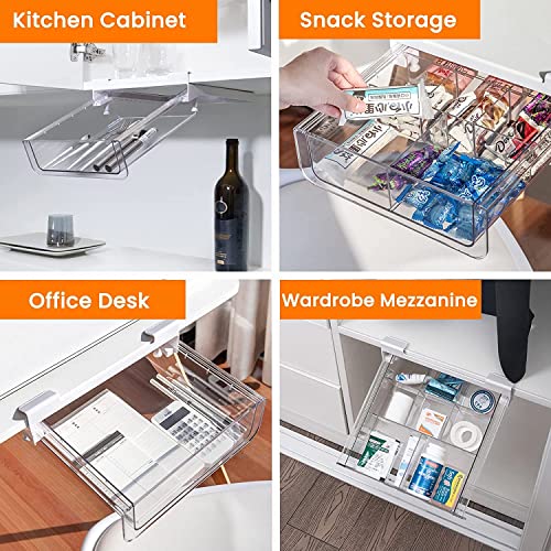 PRODUCTO 460 vacane Cajón debajo del estante extraíble debajo del gabinete Especiero, organizador de almacenamiento de armario fácil de instalar, organizador de almacenamiento de plástico duradero para despensa de cocina, accesorios de gabinete